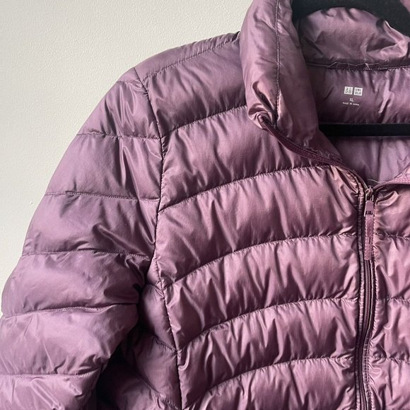 Uniqlo Ultra Light DOWN Coat kid Girls XL Packable Jacket Purple EUC - Picture 5 of 10